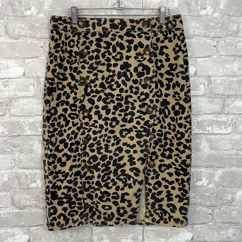 Mustard Seed Animal Print Open Slit Skirt